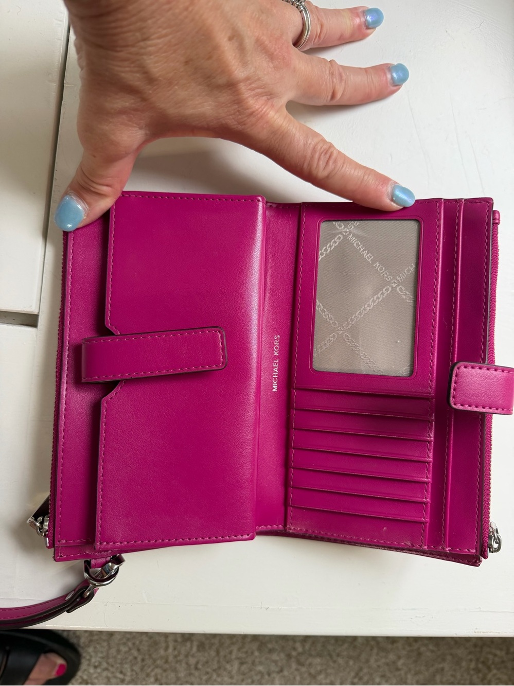 Michael Kors Fuchsia MK Pattern Wristlet - Picture 6 of 9